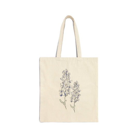 Bluebonnet Sketch Canvas Tote